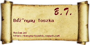 Bányay Toszka névjegykártya